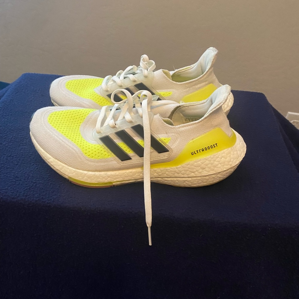 Adidas Ultra Boost 21 White Solar Green Women's 7.5